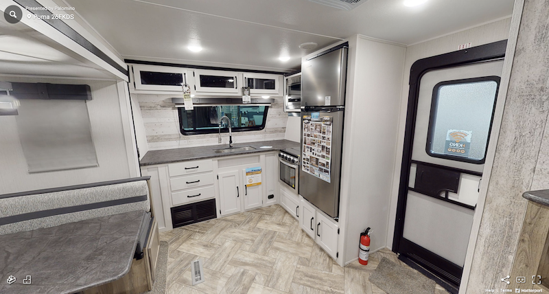 travel trailer with rear kitchen